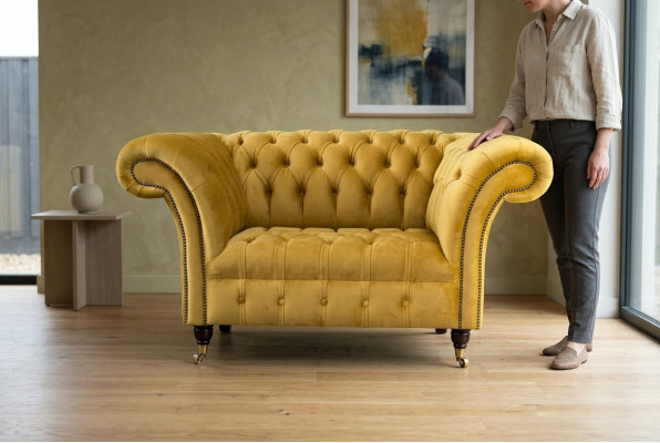 Chesterfield Gelb Sessel Couch Polster Luxus Textil Design Couchen Neu