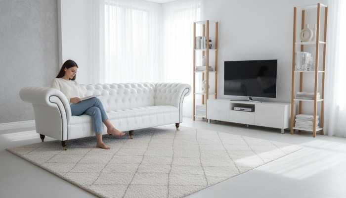 Chesterfield Sofas Design Luxus Weiß Textil Sofa 4 Sitzer Stoff Viersitzer