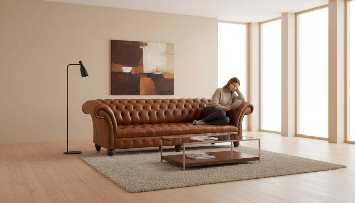 Sofa Wohnzimmer Chesterfield Couch Polster Sofas 4 Sitzer Leder xxl big
