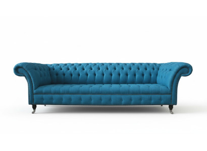 Chesterfield Polster Sofas Design Textil Sofa 4 Sitzer Sofa Luxus Design Blaue