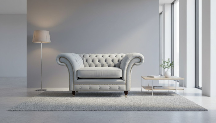 Sessel Polster Sofa Textil Chesterfield Couchen 1 Sitzer Einsitzer Grau