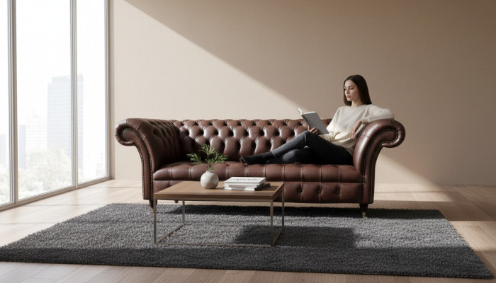 Sofa 3 Sitzer Chesterfield Ledersofa Wohnzimmer Designer Couchen Polster