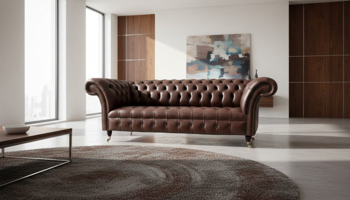 Sofa 3 Sitzer Chesterfield Ledersofa Wohnzimmer Designer Couchen Polster
