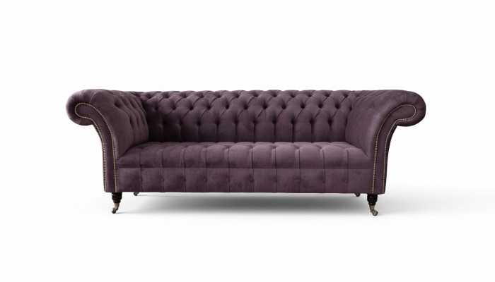 Modern Chesterfield Sofa Couch Polster 3 Sitzer Lila Textil Stoff Sofas Neu