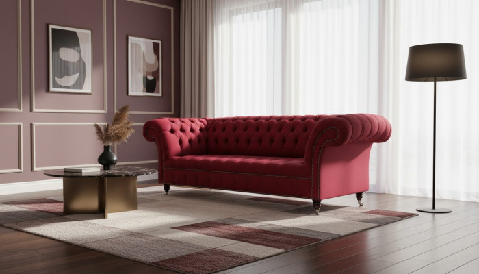 Chesterfield 3 Sitzer Dreisitzer Design Couchen Polster Sofa Sofas Textil