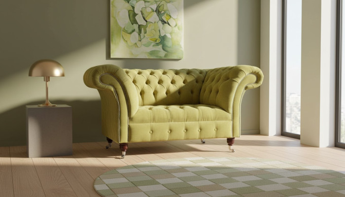 Chesterfield Sessel Textil Design Sofa Stoff Couch Sofas Polster Grau Neu