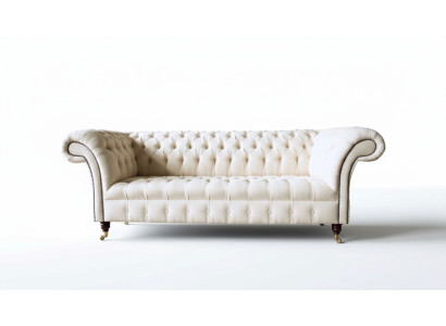 Chesterfield Sofa 3 Sitzer Designer Rosa Couchen Stoff Polster Textil