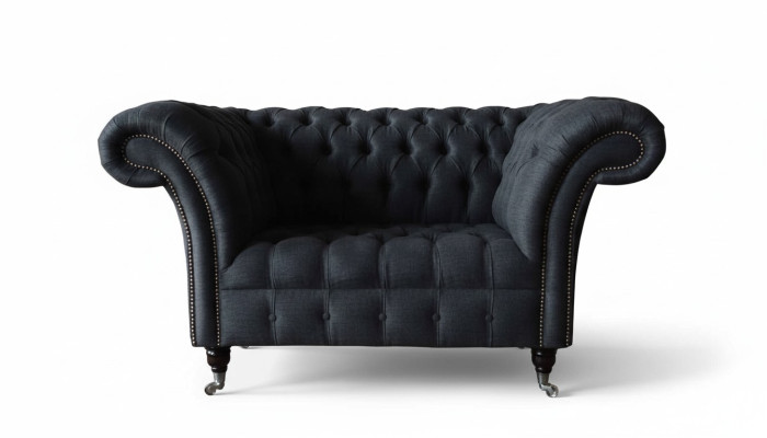 Couch Polster Sofa Textil Chesterfield Couchen 1,5 Sitzer Einsitzer Grau