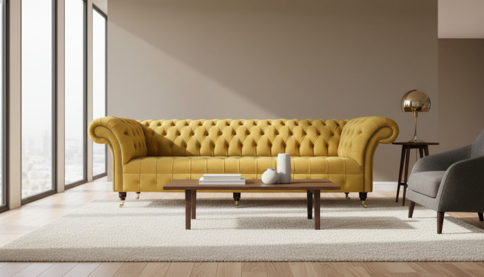 Chesterfield Textil Polster Luxus Sofa Design Couch Sofa 4 Sitzer Neu