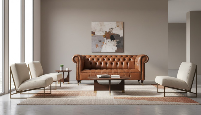 Chesterfield Sofa 3 Sitz Polster Couchen Sofas Couch Dreisitzer Braun