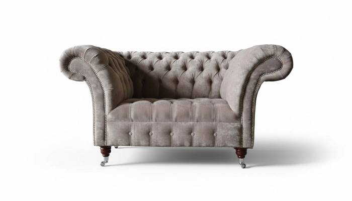 Chesterfield Sofa Couch 1 Sitzer Luxus Textil Stoff Couchen Polster Neu