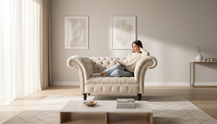 Couch Polster Sofa Textil Chesterfield Couchen 1,5 Sitzer Einsitzer Rosa