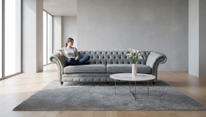 Viersitzer Sofa Sofas 4 Sitzer Chesterfield Wohnzimmer Stoff Design Sitz