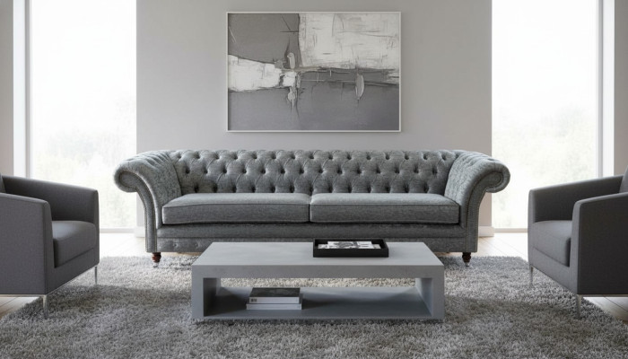 Viersitzer Sofa Sofas 4 Sitzer Chesterfield Wohnzimmer Stoff Design Sitz