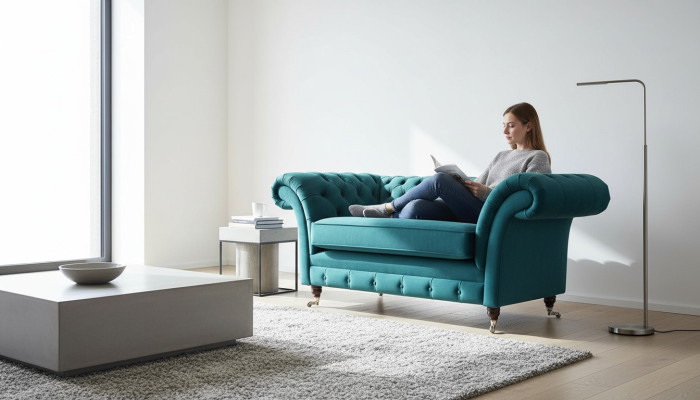 Chesterfield Design Sessel Couch Polster Luxus Textil Couchen 1 Sitzer