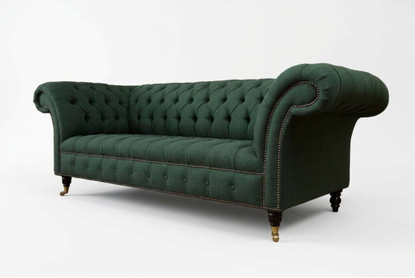 Dreisitzer Couch Textil Grün Polster Möbel Chesterfield Sofas Couchen