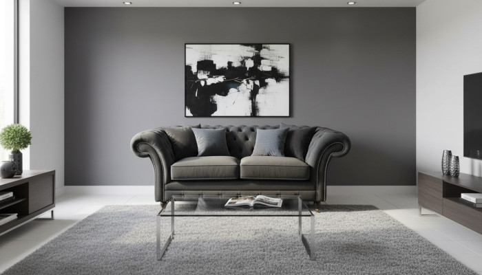 Chesterfield Schwarz 2 Sitzer Couch Polster Couchen Design Sofa Textil