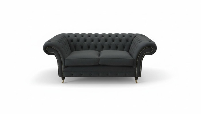 Chesterfield Schwarz 2 Sitzer Couch Polster Couchen Design Sofa Textil