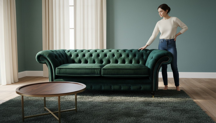 Chesterfield Polster 3 Sitzer Textil Couchen Sofa Dreisitzer Couch Samt