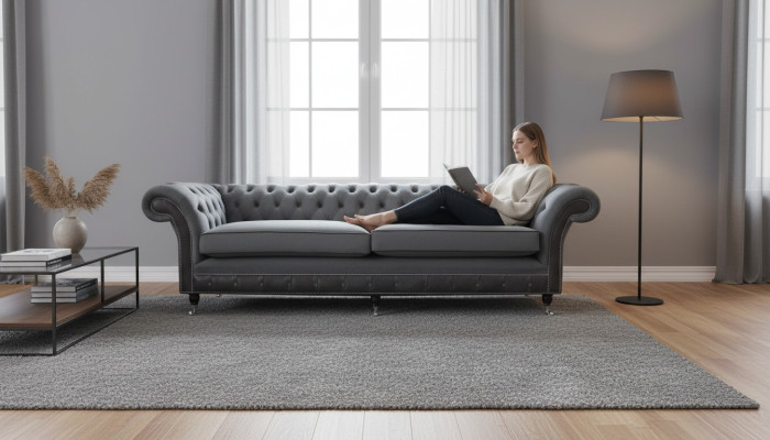 Design Couch Luxus Polstersofas Sofa 4 Sitzer Chesterfield Luxus Grau