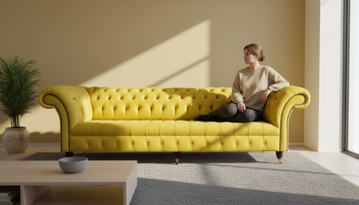Sofa Viersitzer Chesterfield Design Sofas Möbel Wohnzimmer Couch Polster