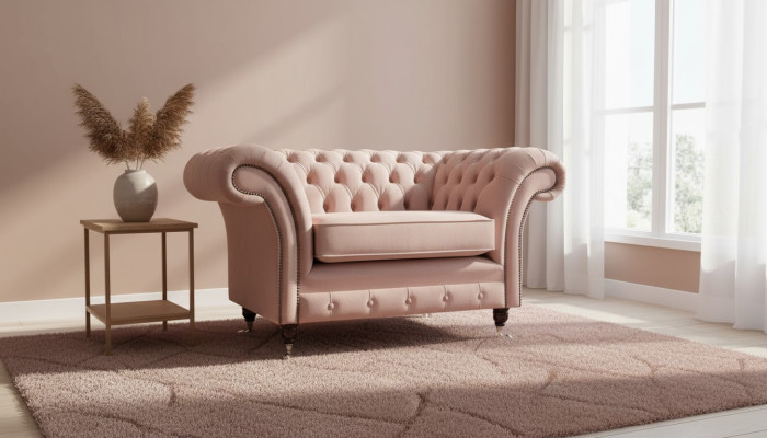 Chesterfield Design Sessel Rosa Polster Luxus Textil Couchen 1 Sitzer