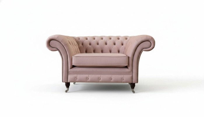 Chesterfield Design Sessel Rosa Polster Luxus Textil Couchen 1 Sitzer