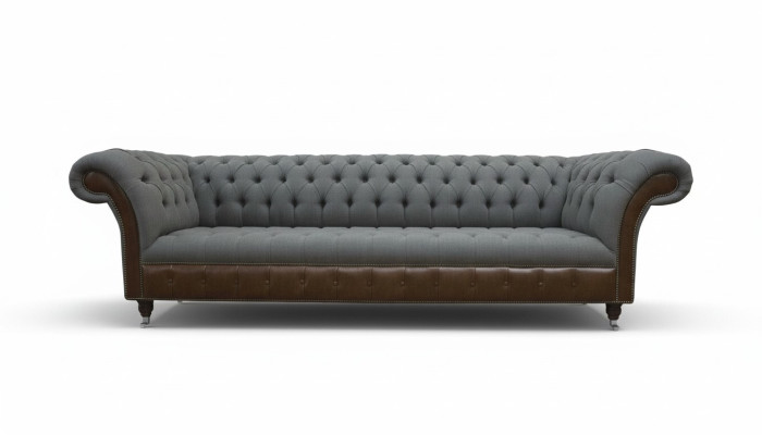 Englische Chesterfield Luxus Textil Sofa 4 Sitzer Sofa Polster Design Stoffsofas