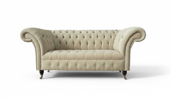 Zweisitzer Couch Polster Sofa 2 Sitz Textil Stoff Luxus Chesterfield Neu