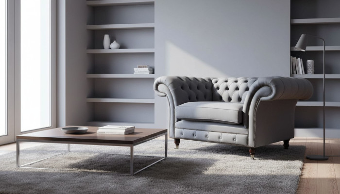 Design Chesterfield Stoff Couch Sessel 1 Sitzer Polster Sofas Lounge Neu