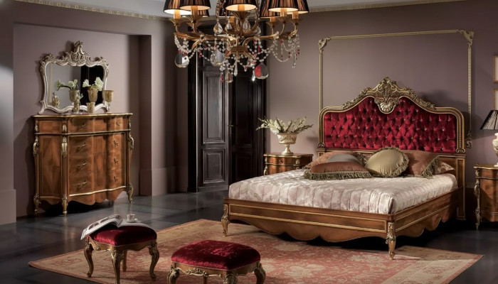 Schlafzimmer Möbel 5tlg. Set Bett 2x Nachttisch Kommode Klassisch Holz