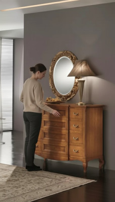 Schlafzimmer Kommode mit Spiegel Luxus Modern Möbel Set 2tlg Holz Neu