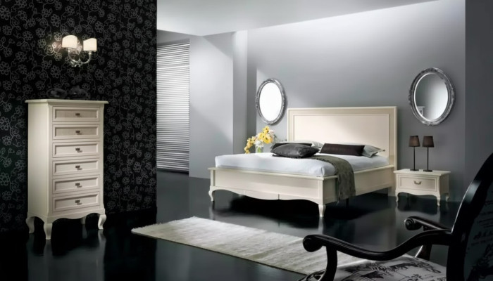 Bett 2x Nachttische 4 tlg. Schlafzimmer Set Möbel Kommode Luxury Neu