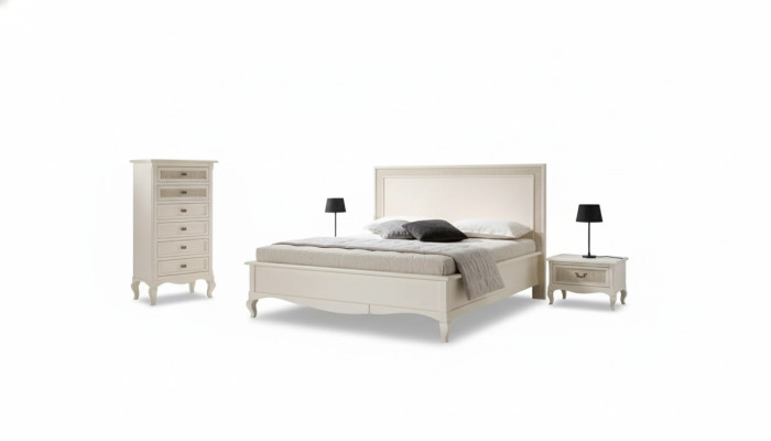 Bett 2x Nachttische 4 tlg. Schlafzimmer Set Möbel Kommode Luxury Neu
