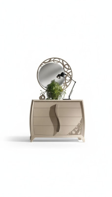Set Kommode Spiegel Designer Luxus Konsole Kommoden Möbel Holz Beige