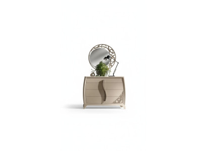 Set Kommode Spiegel Designer Luxus Konsole Kommoden Möbel Holz Beige