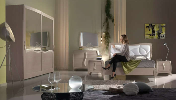 Bett 2x Nachttische 6tlg Schlafzimmer Set Design Modern Luxus Möbel Neu