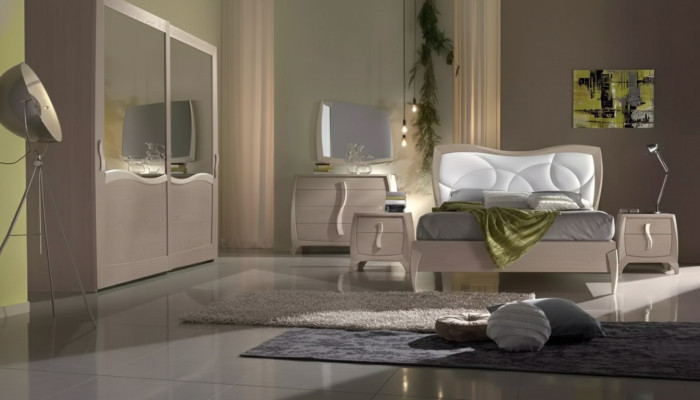 Bett 2x Nachttische 6tlg Schlafzimmer Set Design Modern Luxus Möbel Neu