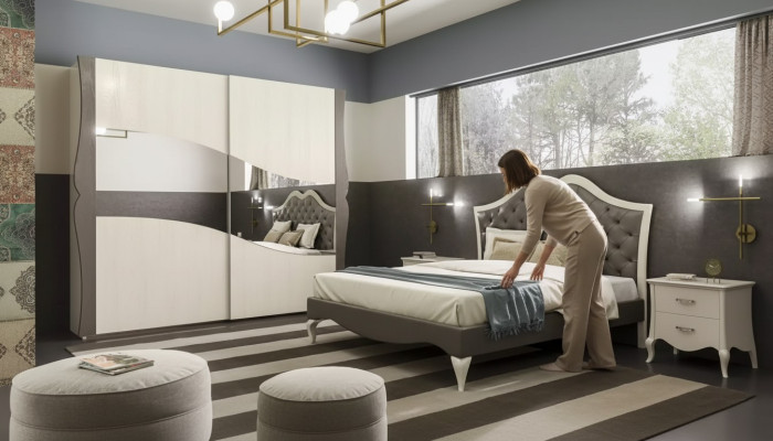 Design Betten Schlafzimmer Bett 2x Nachttische Modern Luxus Möbel 3tlg