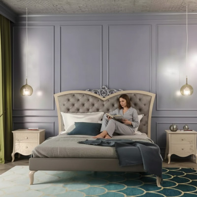 Schlafzimmer Möbel 3tlg. Set Massivholz Nachttische 2x Bett Echtes Holz