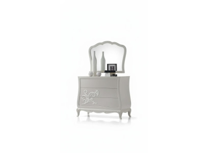 Luxus Kommode mit Spiegel Kommoden Konsole Holz Modern Design Grau