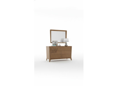 Schlafzimmer Kommode mit Spiegel Holz Möbel Schrank Braun Modern Neu