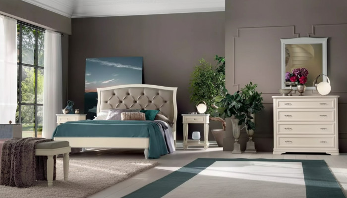 Bett 2x Nachttische 5 tlg. Schlafzimmer Design Luxus Kommode Komplettes