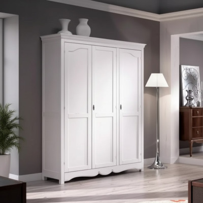 Kleiderschrank Holzschrank Schrank Schlafzimmer Luxus Möbel Weiß Neu