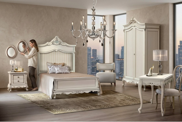 Schlafzimmer Set Stil Modern Bett Nachttisch Schreibtisch Möbel 4tlg.