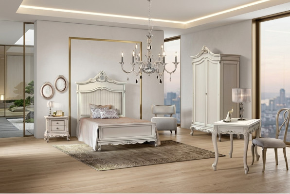 Schlafzimmer Set Stil Modern Bett Nachttisch Schreibtisch Möbel 4tlg.