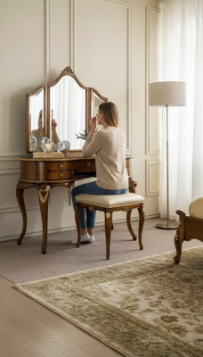 Schminktisch Spiegel Luxus Konsole Kommode Schlafzimmer Holz Design Neu