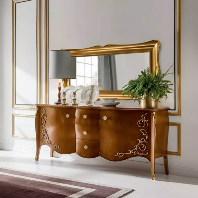 Sideboard Italienische Möbel Spiegel 2tlg Kommode Sideboard Schrank Holz