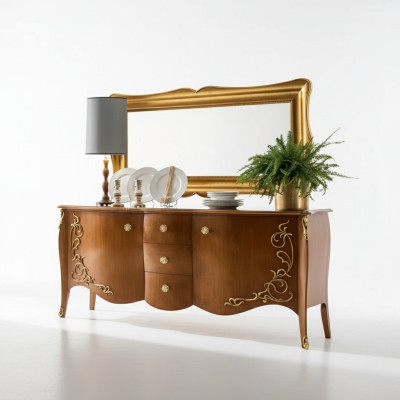 Sideboard Italienische Möbel Spiegel 2tlg Kommode Sideboard Schrank Holz