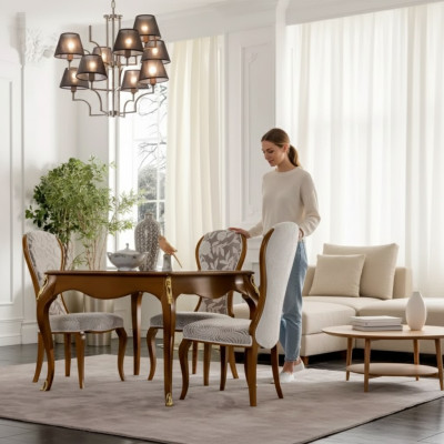 Luxus Esszimmer Set Braun Garnitur Klassische Tisch 4x Stühle Sets 5tlg